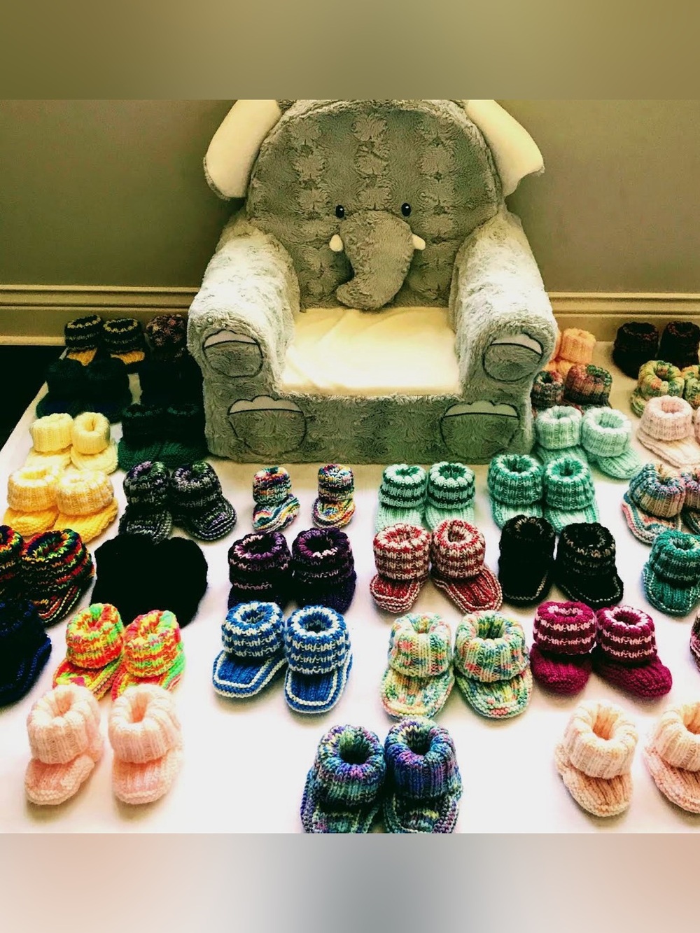 Handmade Multicolor Knit Baby Booties.